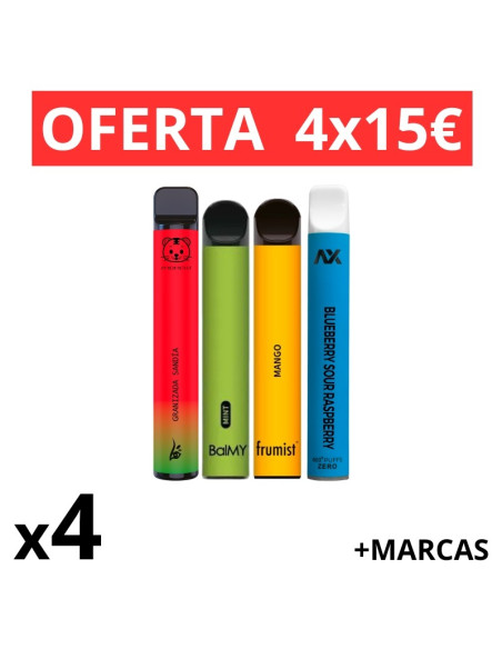 LIQUIDACIÓN 4 VAPERS DESECHABLES 15€