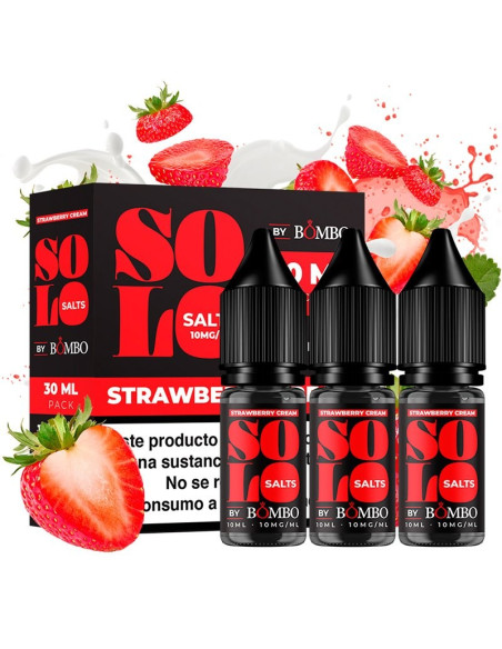 SALES SOLO SALTS BY BOMBO - STRAWBERRY CREAM 30ML (Pack de 3x10ml)