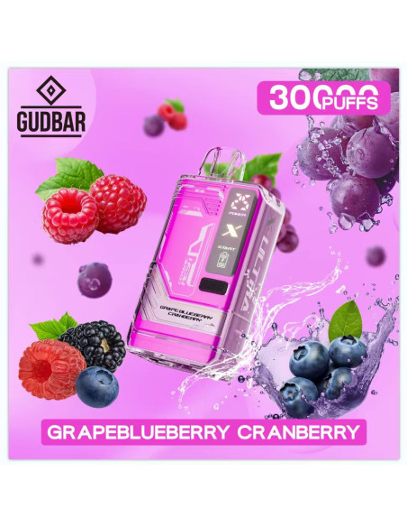 Pod Desechable Gudbar – Grape Blueberry Cranberry · Calada directa y perfil afrutado
