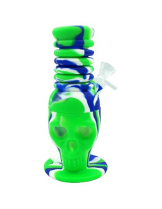 Pipa de Silicona Calavera con Tallo Flexible | Pipa de Goma Irrompible