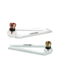 Pipa Double Glass de Cristal Resistente | Diseño Compacto con Cazoleta Metálica