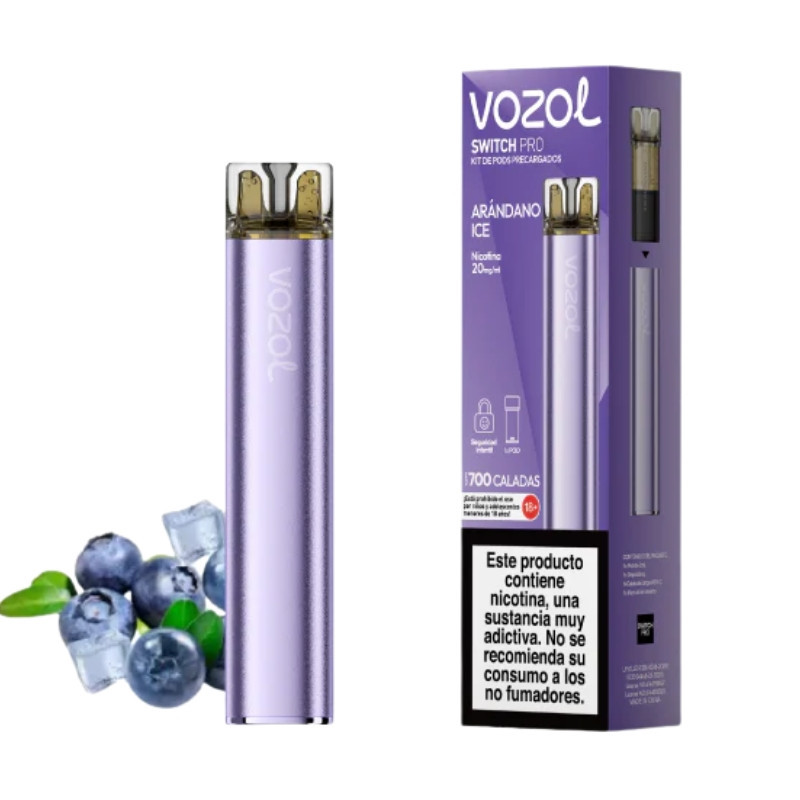 Pod Recargable Vozol Switch Pro Starter Kit Blueberry Ice 700 Caladas