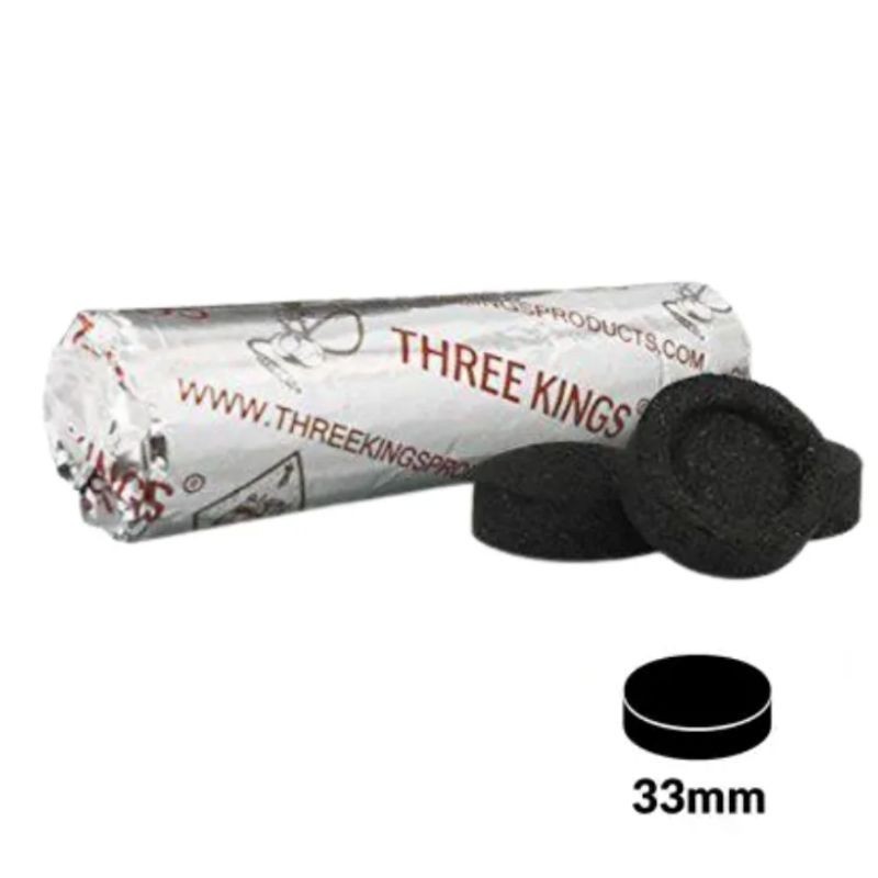 Carvão de autoignição THREEKINGS 33mm 10ud | Bengala Espanha