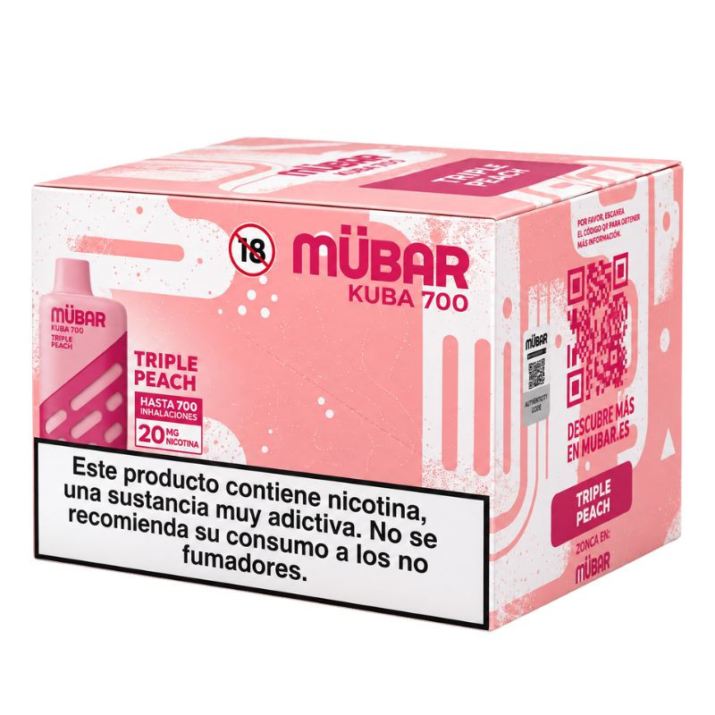 CAJA POD DESECHABLE MUBAR KUBA 700 10UD - TRIPLE PEACH