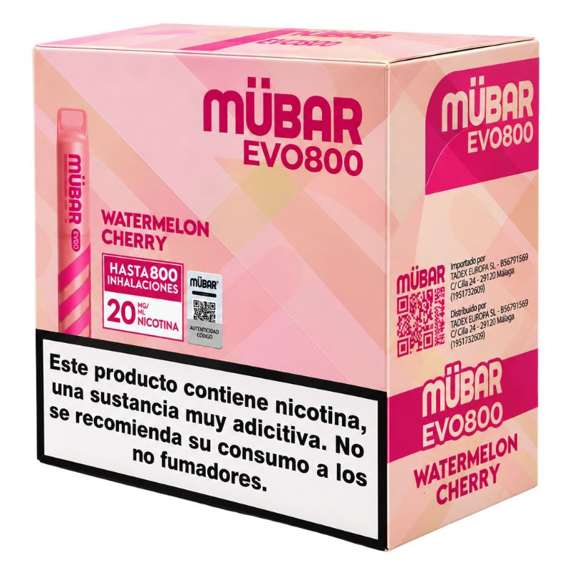 CAJA POD DESECHABLE MUBAR EVO 800 10UD - WATERMELON CHERRY