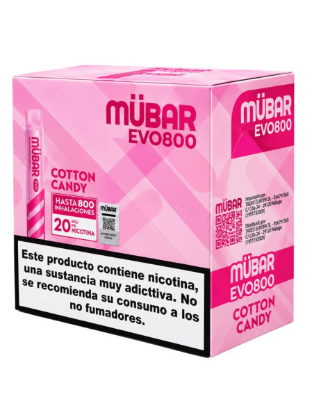 CAJA POD DESECHABLE MUBAR EVO 800 10UD - COTTON CANDY