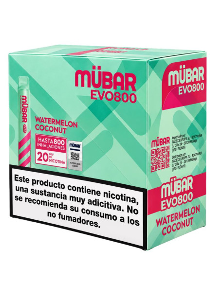 CAJA POD DESECHABLE MUBAR EVO 800 10UD - WATERMELON COCONUT