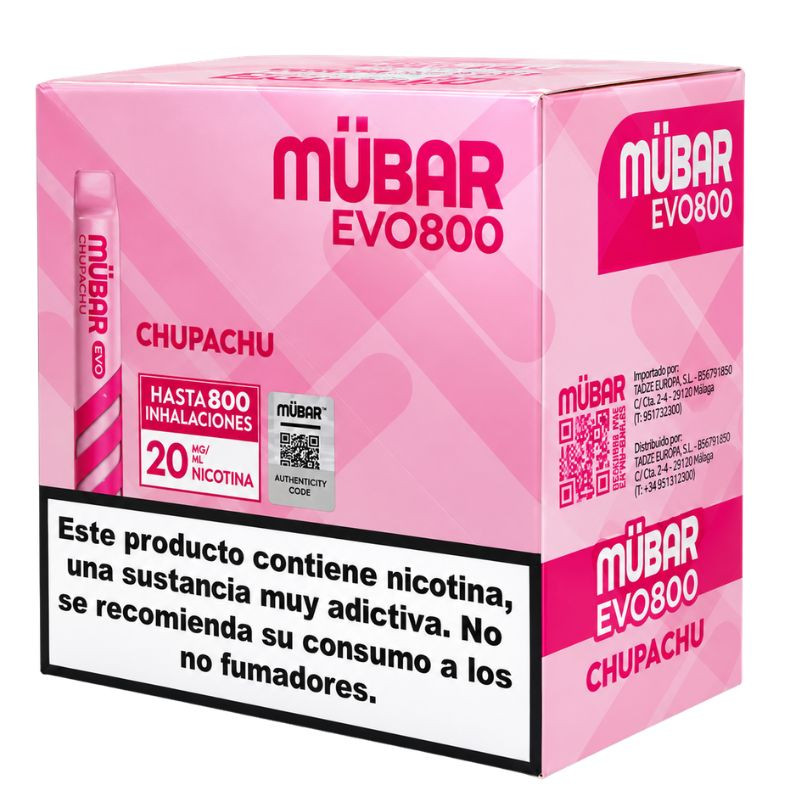 CAJA POD DESECHABLE MUBAR EVO 800 10UD - CHUPACHU