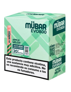 CAJA POD DESECHABLE MUBAR EVO 800 10UD - APPLE MELON