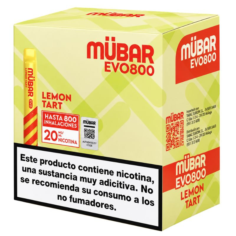 CAJA POD DESECHABLE MUBAR EVO 800 10UD - LEMON TART