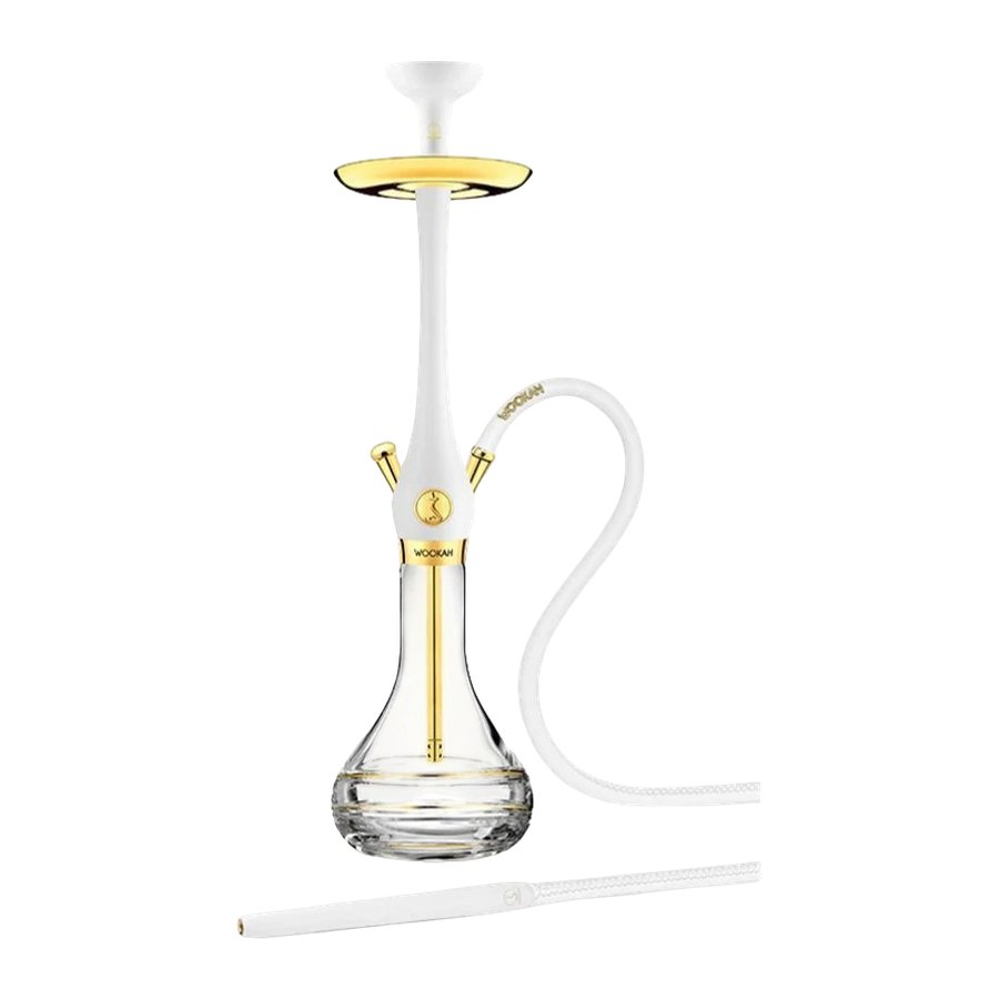 Cachimba Wookah Royal White Set con piezas bañadas en oro de 24 quilates